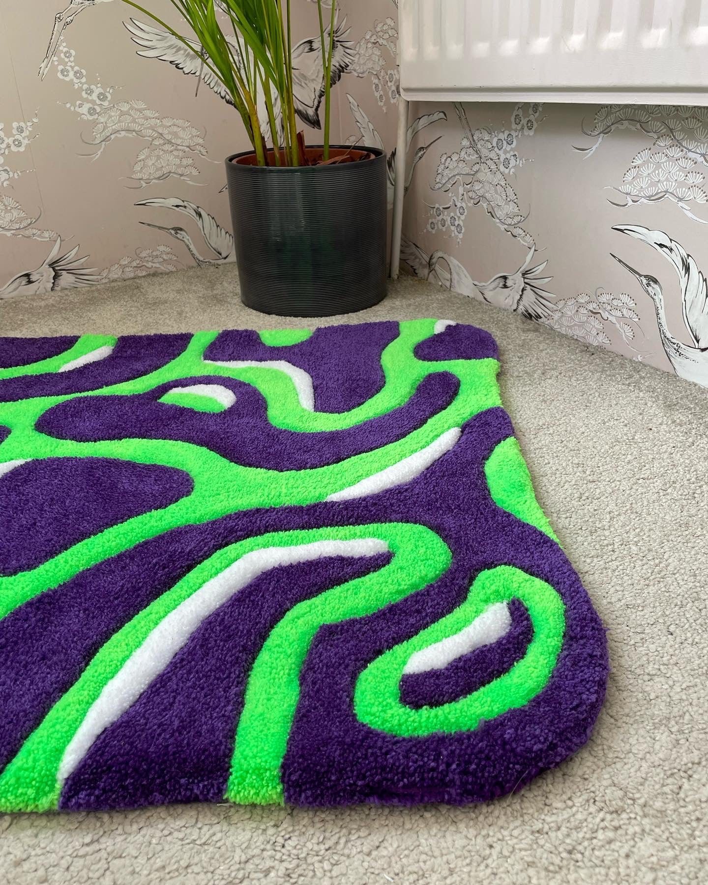 Purple and Green Wavy Rug