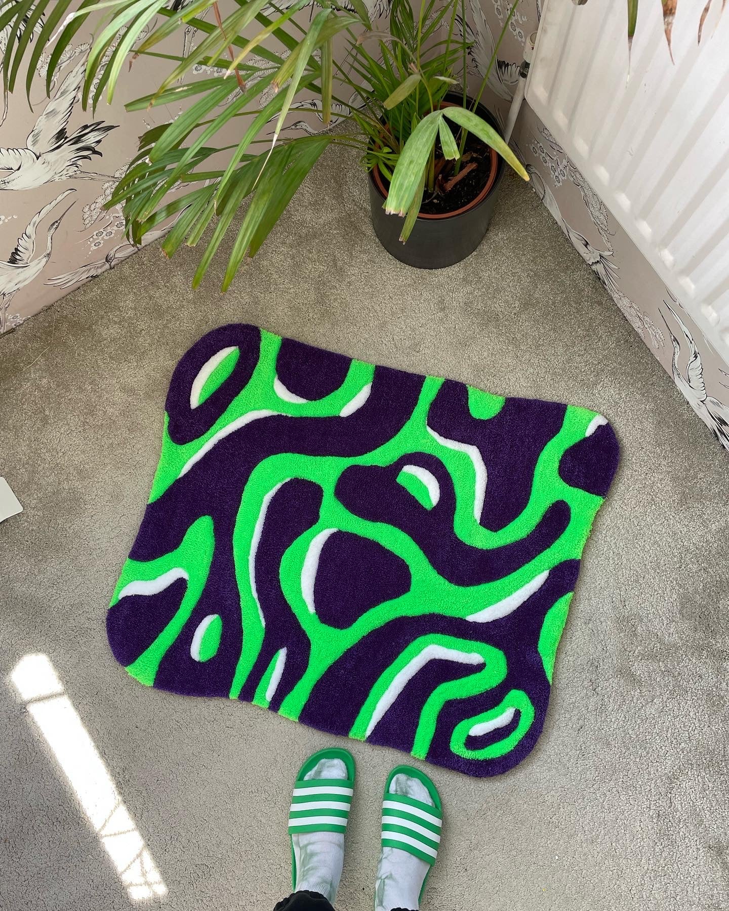 Purple and Green Wavy Rug