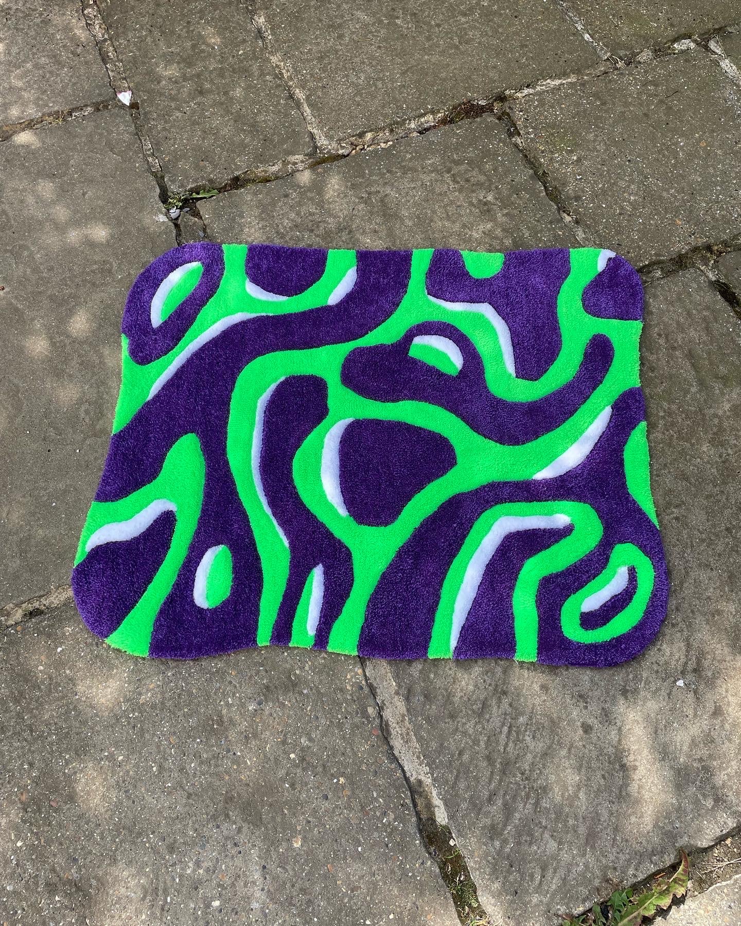 Purple and Green Wavy Rug