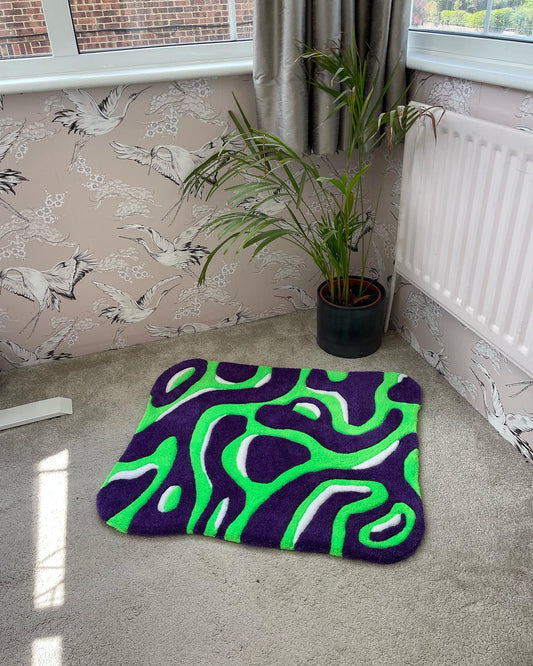 Purple and Green Wavy Rug
