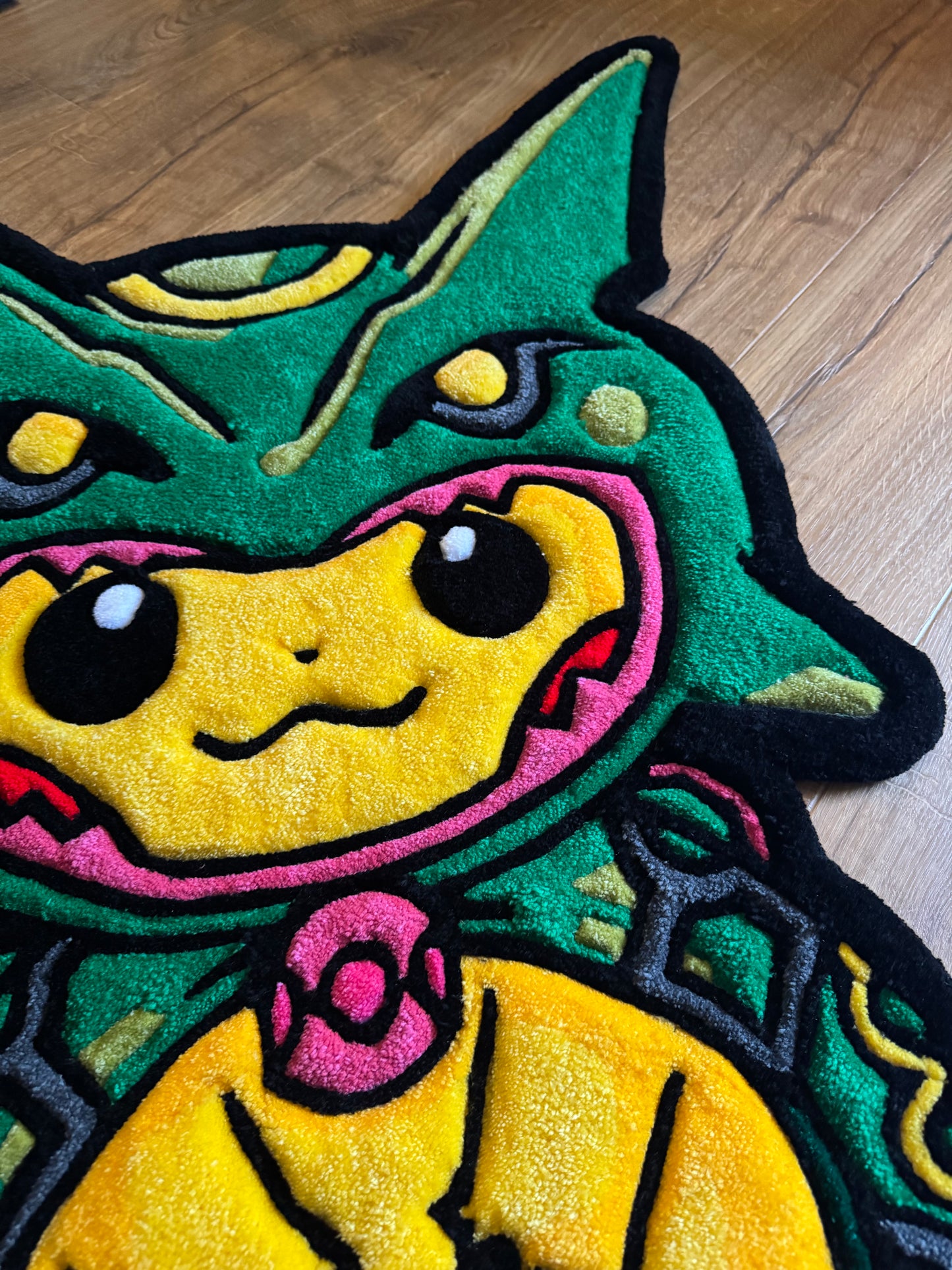 Pikachu Wearing Rayquaza Poncho Rug