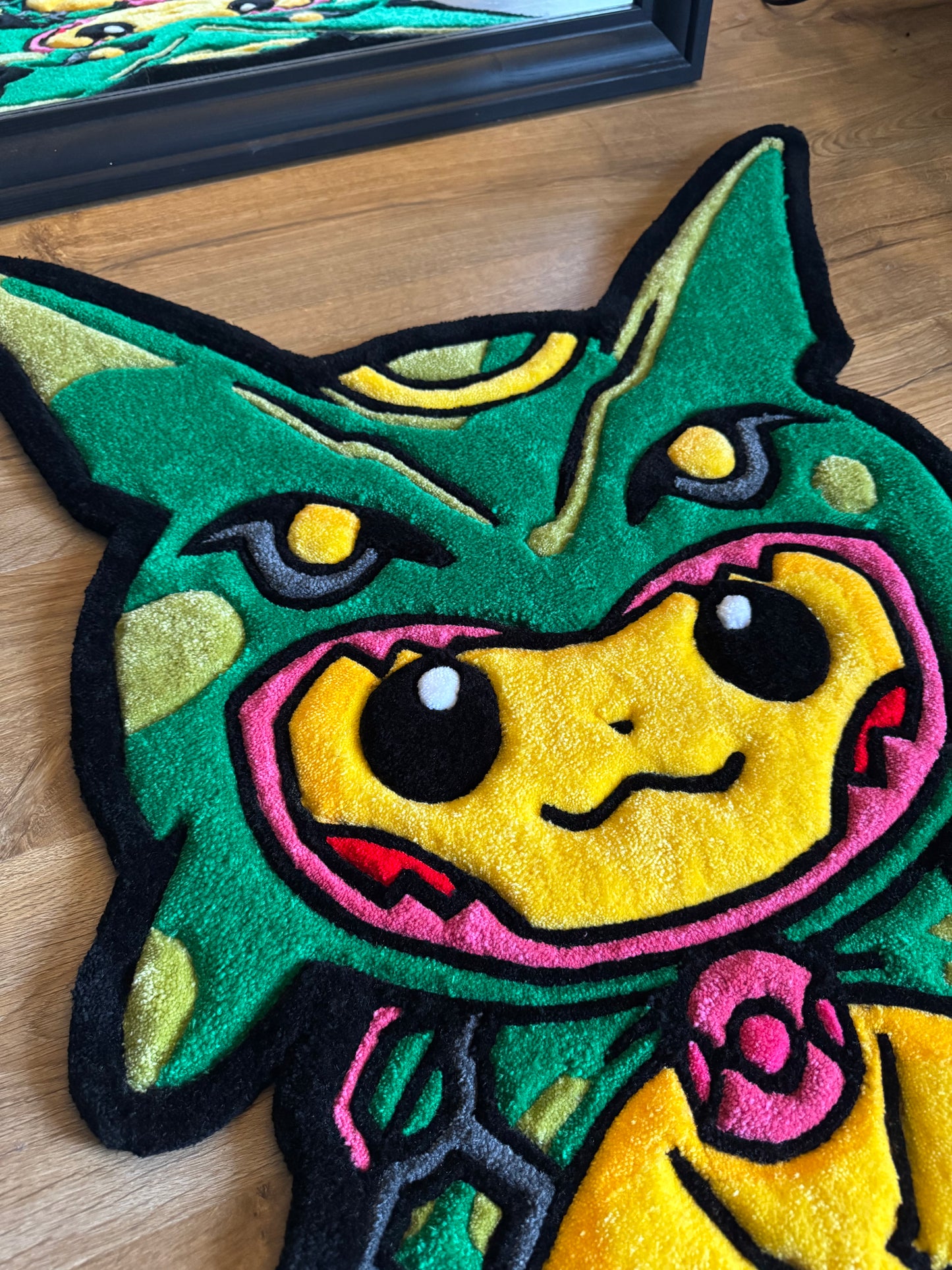 Pikachu Wearing Rayquaza Poncho Rug
