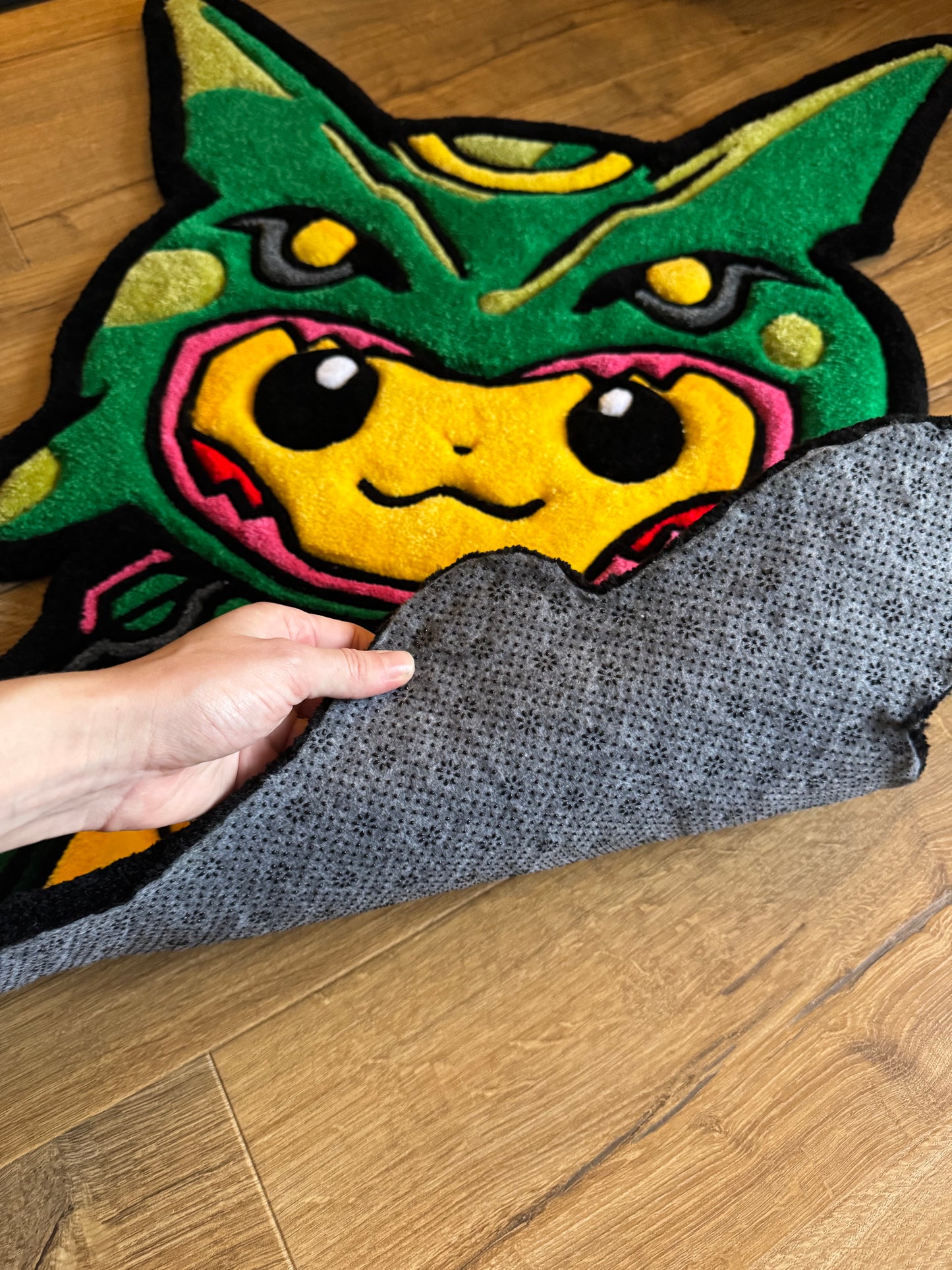 Pikachu Wearing Rayquaza Poncho Rug